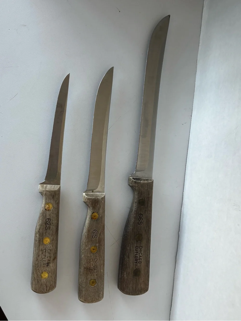 3 Vintage Chicago Cutlery 61S,  62S, 66S Knives Knife set